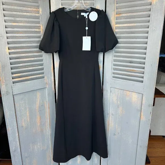 Hill House The Constance Midi Dress Black Sz XS NWT - Picture 3 of 16